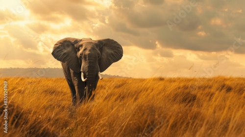 Majestic Elephant in African Savannah
 photo