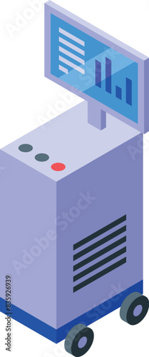 Isometric illustration of a modern digital kiosk with a display interface