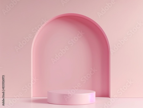 Minimalistic pastel background for product presentation, empty space, light solid color, polished look © Ketsarinya