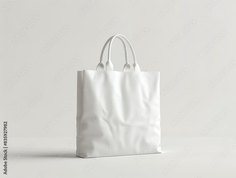Blank white tote bag mockup on white background. Blank white tote bag mockup on white background.