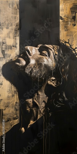 Portrait of Jesus, bible art, Christian art, AI generated
