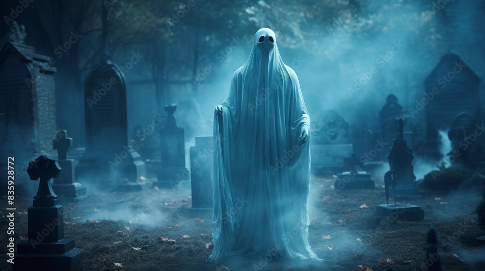Encounter the ghastly ghost in the eerie graveyard setting with highquality spectral background. A spinechilling paranormal experience awaits. Encounter the ghastly ghost in the eerie graveyard setting with highquality spectral background. A spinechilling paranormal experience awaits.