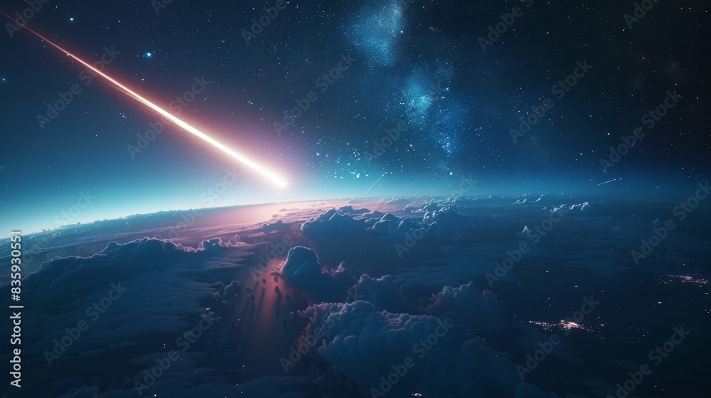 Fiery Meteor Shower over Earth