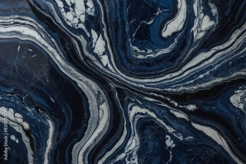 Abstract Swirling Blue And White Marble Texture Background