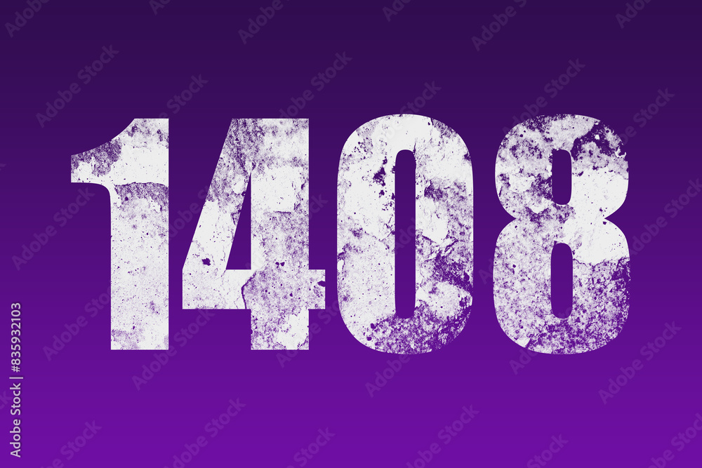 flat white grunge number of 1408 on purple background. flat white grunge number of 1408 on purple background.