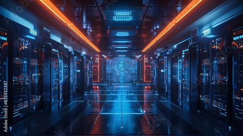 Virtual bulwark safeguarding a nexus of terminals from cyber threats, carrying a futuristic ambiance