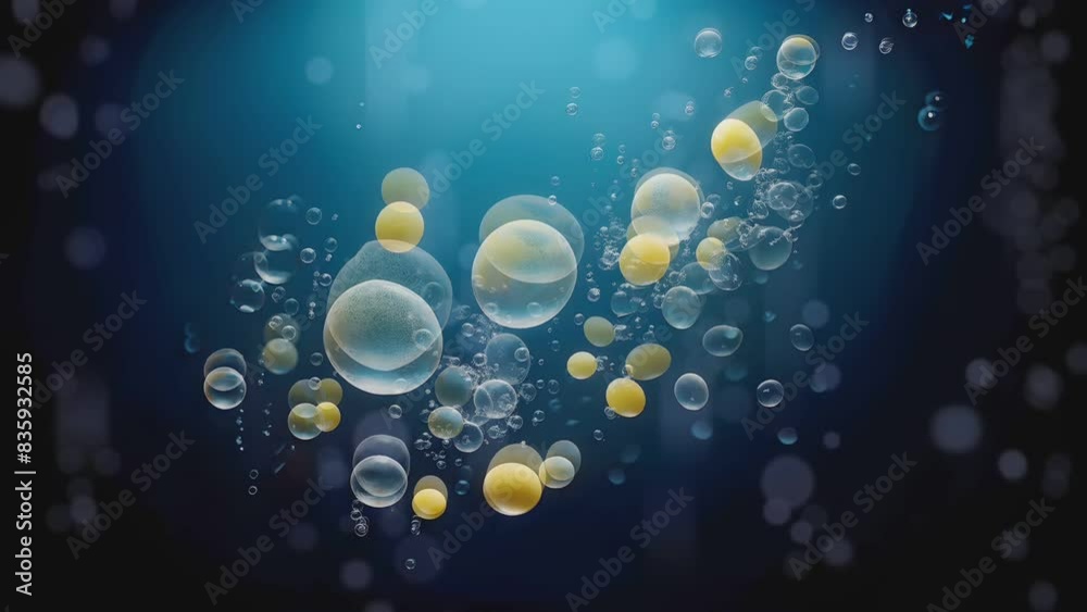 Water Bubbles contain carbon dioxide and float upwards. Green Screen ...