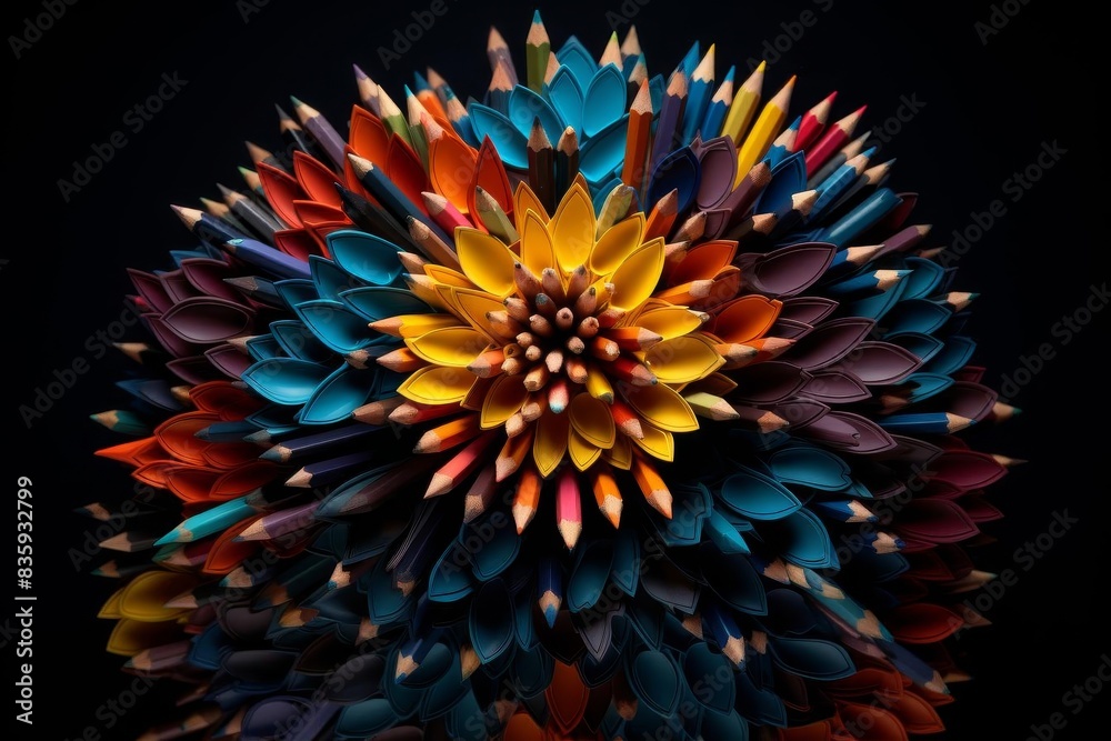 Obraz premium Another arrangement of colorful pencils on a dark background,
