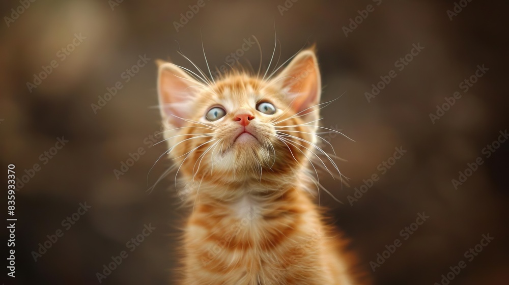 Orange tabby kitten looking up Orange tabby kitten looking up