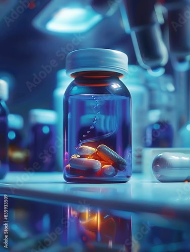 Cholesterol Medication Bottle, Create an image of cholesterol lowering pills photo