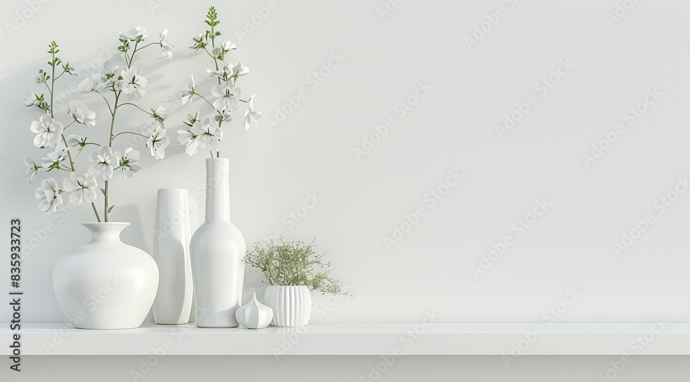 Elegant Minimalist Floral Arrangements in White Vases Against Colorful Backgrounds for Home Decor Inspiration Elegant Minimalist Floral Arrangements in White Vases Against Colorful Backgrounds for Home Decor Inspiration