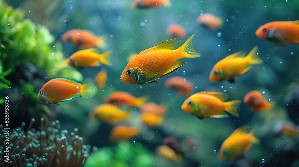 fish in aquarium HD 8K wallpaper Stock Photographic Image