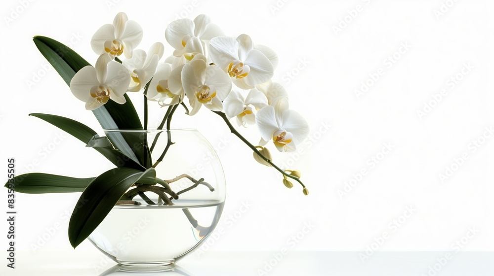A vase filled with white flowers placed on a table A vase filled with white flowers placed on a table