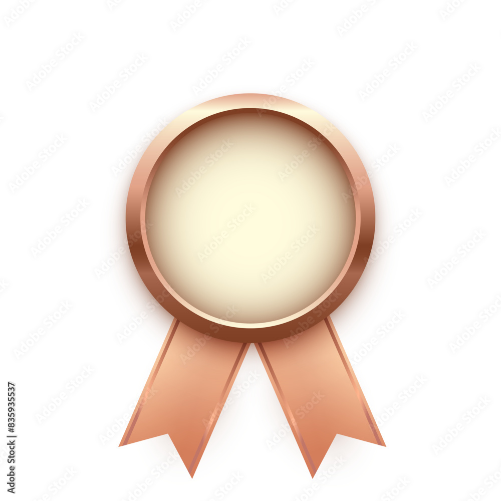 Bronze medal for third place with ribbons and free space for award nomination name. Winner rank three on white background. Championship in sport or movie vector illustration Bronze medal for third place with ribbons and free space for award nomination name. Winner rank three on white background. Championship in sport or movie vector illustration