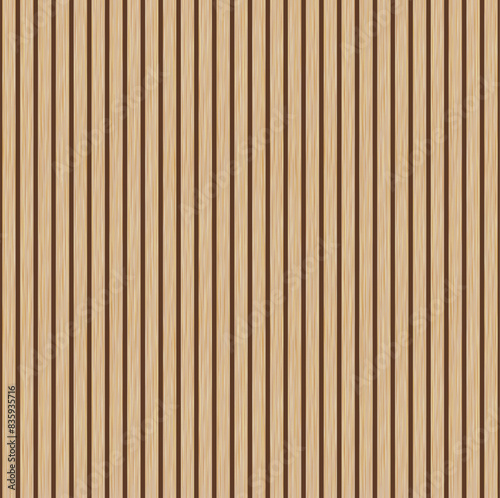 Wooden panel wall background. Wood realistic dark floor vector illustration. Vertical natural planks banner. Parquet board surface. Oak corrugated pattern