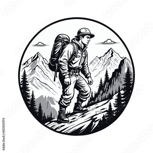 Vintage Mountain Climber Badge Illustration