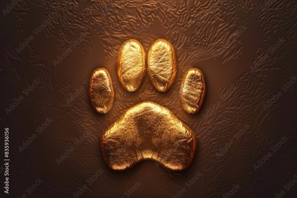 Naklejka premium A dog's paw print is left on a wall