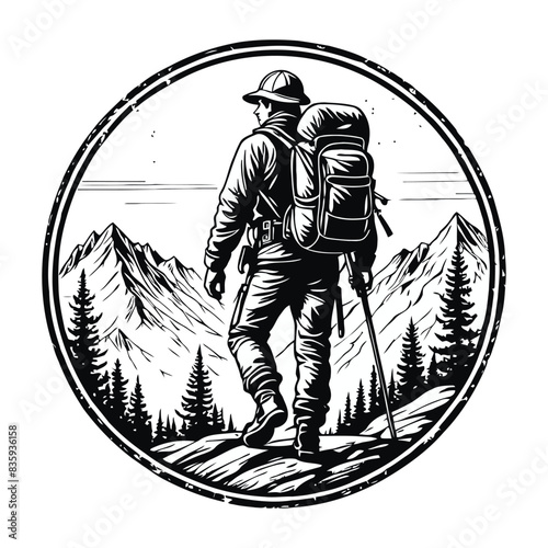 Vintage Mountain Climber Badge Illustration