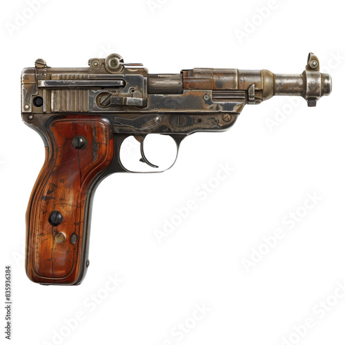Firearms are used for props or graphic work.