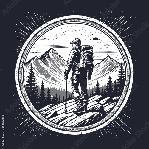 Vintage Mountain Climber Badge Illustration