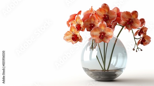 Glass vase with vibrant red flowers on wooden table