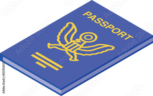3d digital image of a blue passport with a gold emblem, ideal for travelrelated designs