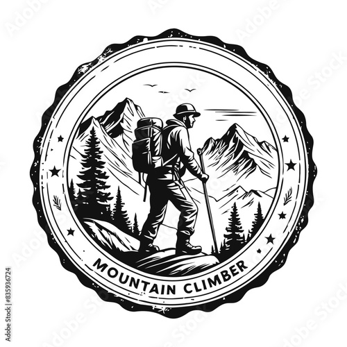 Vintage Mountain Climber Badge Illustration