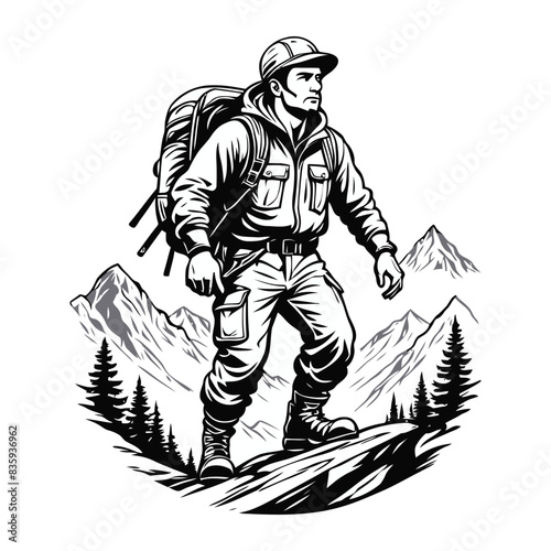 Vintage Mountain Climber Badge Illustration