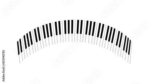 Piano round keyboards  black isolated silhouette