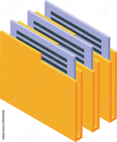 3d isometric file folders icon vector illustration for organizing and managing documents and data in a modern office environment