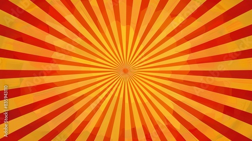 Sunburst or sunbeam orange, yellow and red retro vintage background.