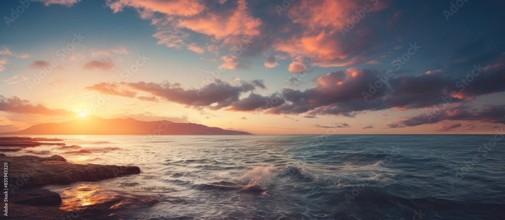Beautiful photograph of a coast landscape during a sunset. Creative banner. Copyspace image Beautiful photograph of a coast landscape during a sunset. Creative banner. Copyspace image