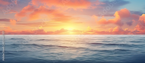 Beautiful sunset on the sea Summer background. Creative banner. Copyspace image © HN Works