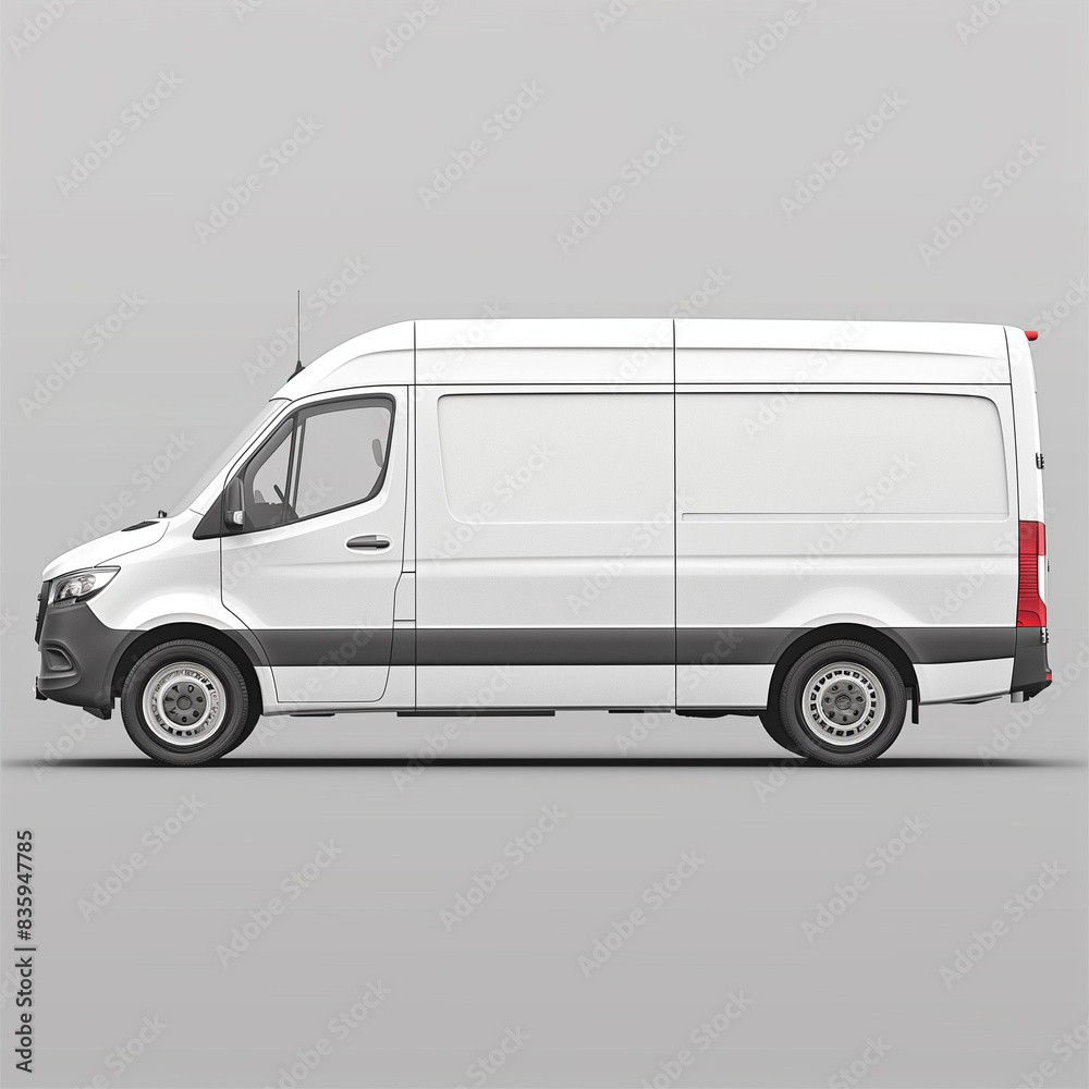 White Delivery Van, Side Profile, Perfect for Cargo Transport, Logistics, and Business Branding, Blank Background, Mockup White Delivery Van, Side Profile, Perfect for Cargo Transport, Logistics, and Business Branding, Blank Background, Mockup