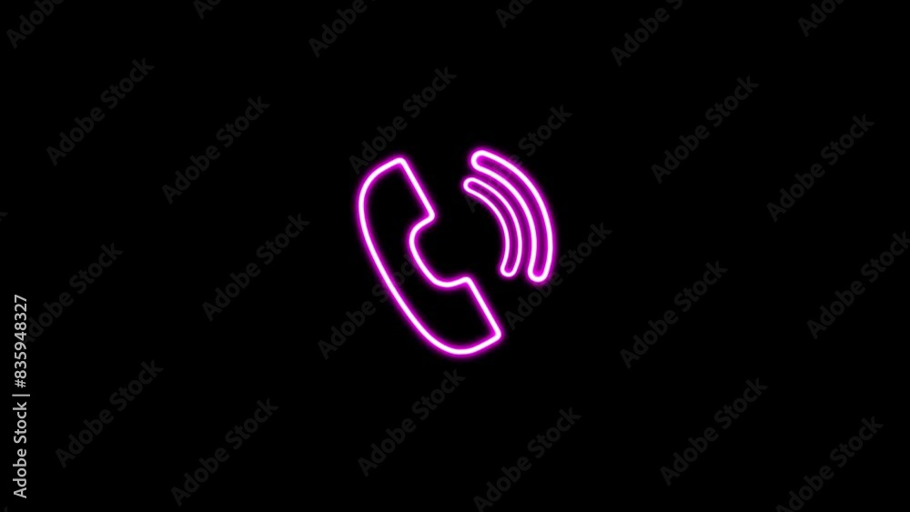 Glowing Telephone icon animation on the black background. neon line glowing call icon animation. Animated of Contact icon. Glowing Telephone icon animation on the black background. neon line glowing call icon animation. Animated of Contact icon.
