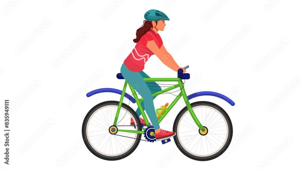 Girl riding Bicycle animation, 2d Animation in Loop