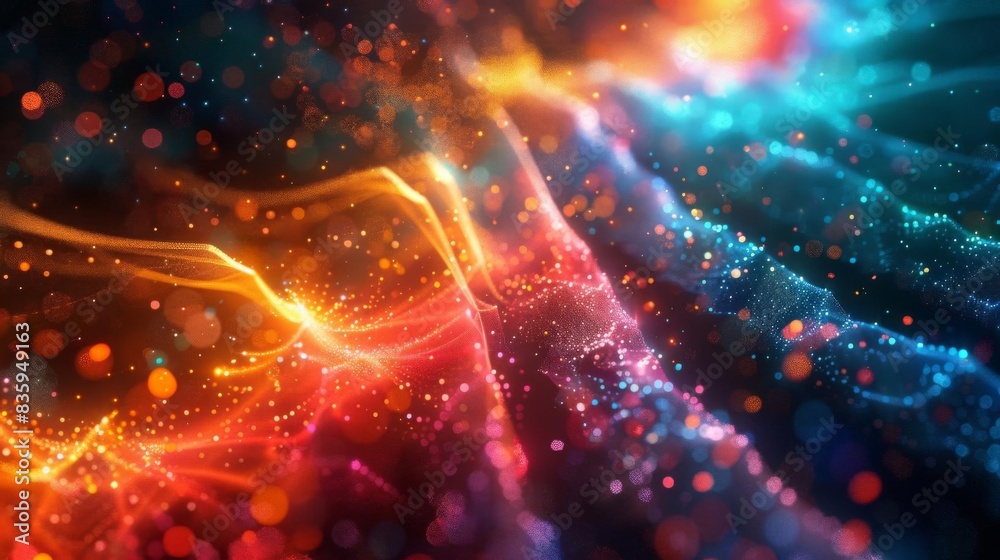 Vibrant abstract background with colorful light streaks and particles, creating a dynamic and futuristic digital texture. Vibrant abstract background with colorful light streaks and particles, creating a dynamic and futuristic digital texture.