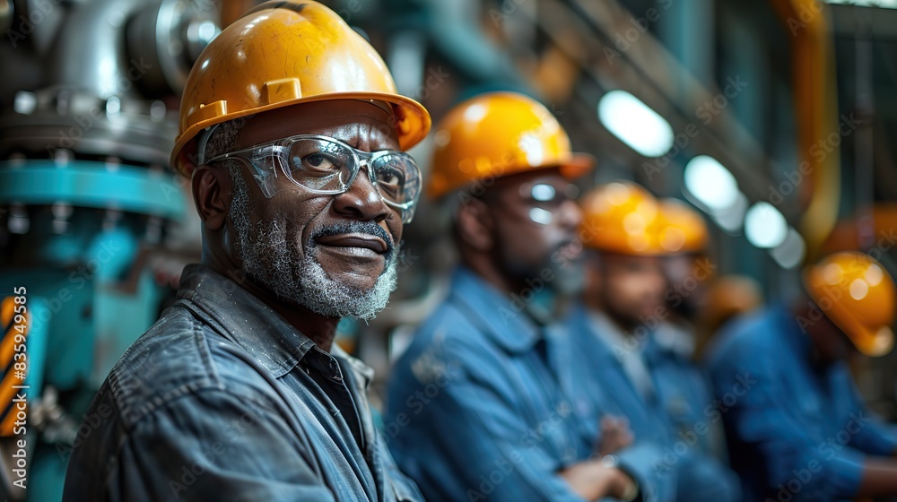 boosting and improving manufacturing process efficiency in welding assembly line african american manufacturing process engineers team having discussion on welding jig assembly.illustration boosting and improving manufacturing process efficiency in welding assembly line african american manufacturing process engineers team having discussion on welding jig assembly.illustration