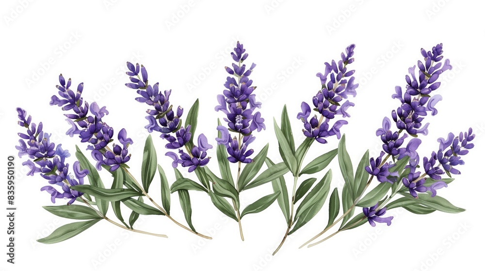 Fototapeta premium A cluster of purple flowers stands out against a white backdrop