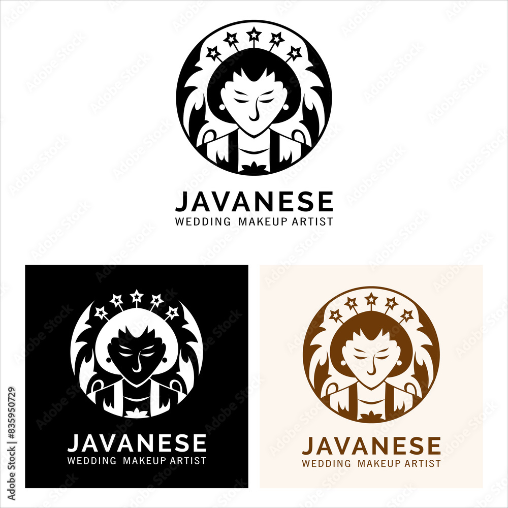 Fototapeta premium Elegant Javanese wedding makeup artist logo