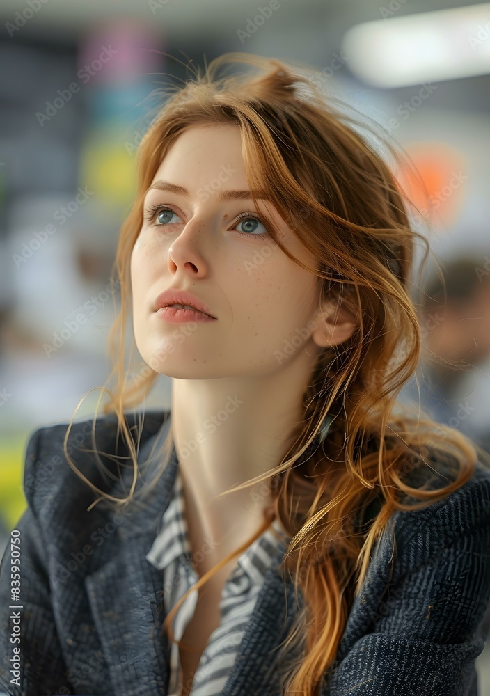 Obraz premium portrait of a beautiful redheaded woman looking up
