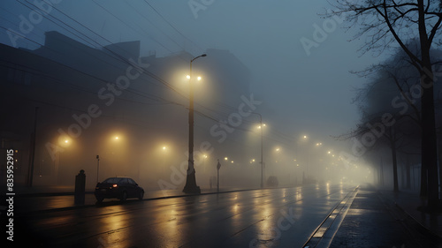 foggy street in the morning