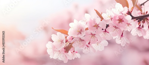 beautiful pink spring flower. Creative banner. Copyspace image
