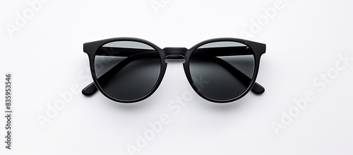 Stylish black sunglasses isolated on white background. Creative banner. Copyspace image