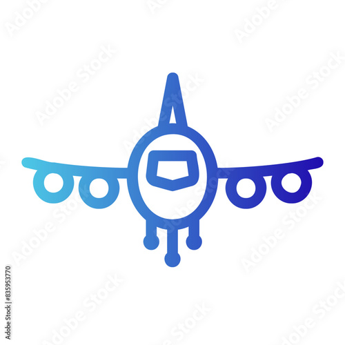 Airplane icon with gradient outline style