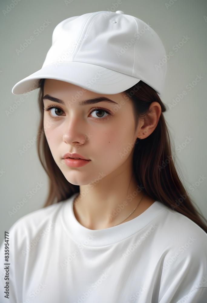 a girl in a white cap mockup a girl in a white cap mockup