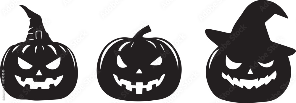 SET Pumpkin for halloween silhouette vector EPS SET Pumpkin for halloween silhouette vector EPS