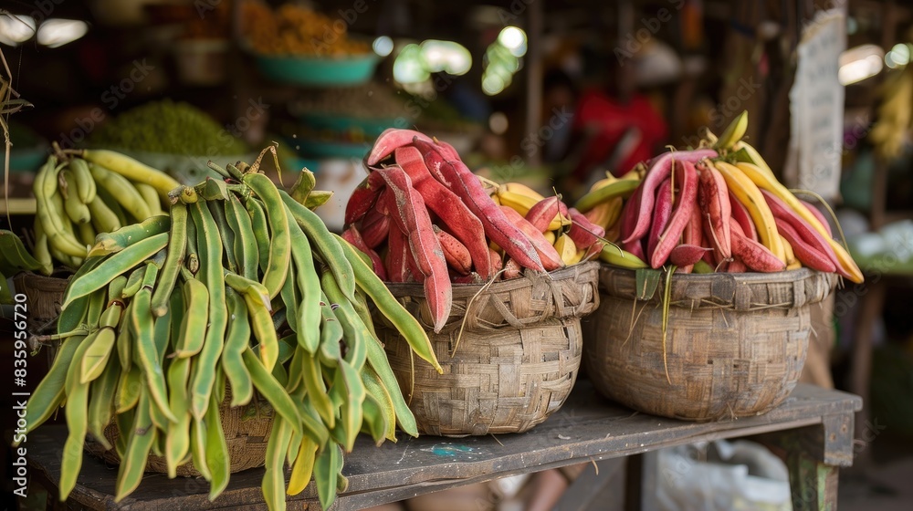 Parkia speciosa or bitter bean available for purchase at a traditional marketplace Parkia speciosa or bitter bean available for purchase at a traditional marketplace
