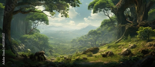 view virgin forest for new world. Creative banner. Copyspace image