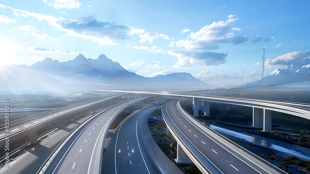 Obraz premium High-Speed Highway: A Dynamic Transportation Background